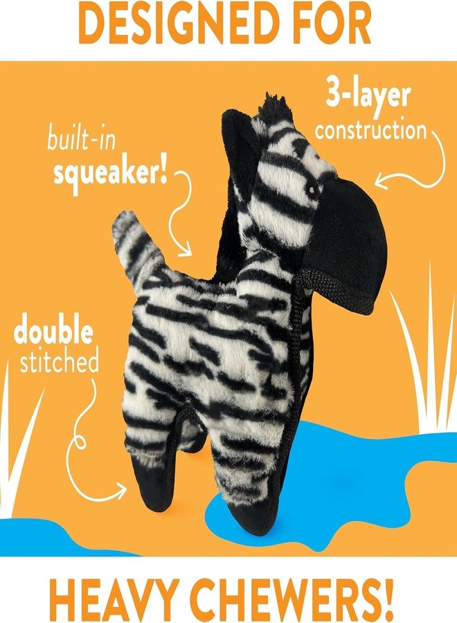 Spunky pup MEGA Tough Plush Toys for Aggressive Chewers - Durable, Triple-Layered Dog Chew Toys with Squeaker - Ideal for Large Dogs and Giant Breeds- Zebra - Image 2